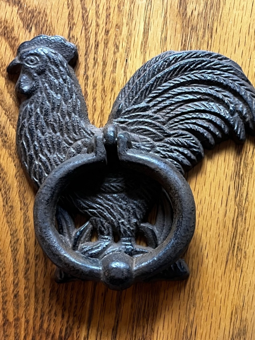 Cast Iron Rooster Door Knocker Rustic Handle Wall Hanger Display Knob Farm